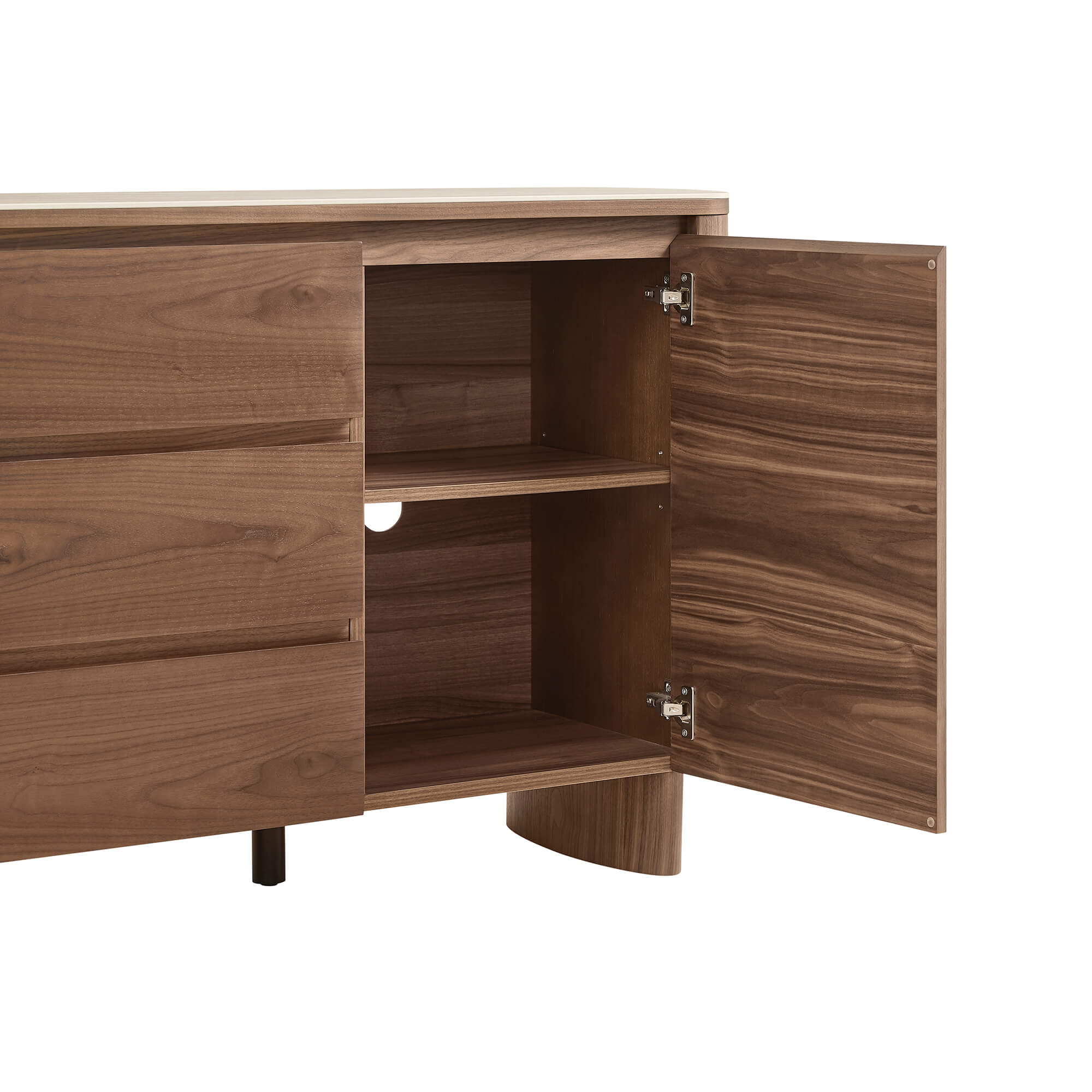 63" Chad Mid-Century Natural Wood Sideboard Buffet with Doors