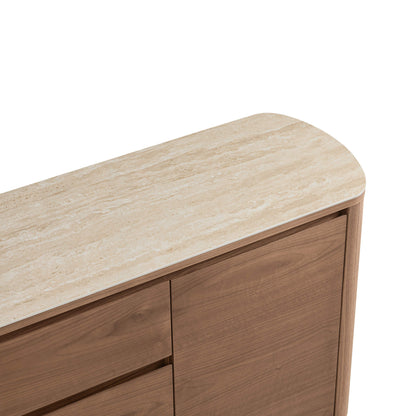 63" Chad Mid-Century Natural Wood Sideboard Buffet with Doors