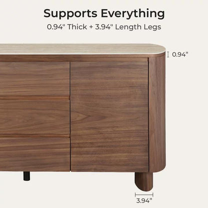 63" Chad Mid-Century Natural Wood Sideboard Buffet with Doors