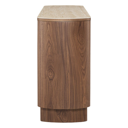 63" Chad Mid-Century Natural Wood Sideboard Buffet with Doors