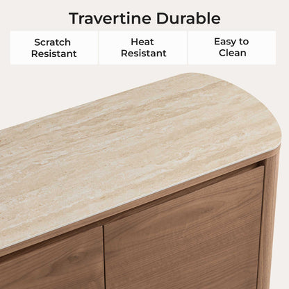 63" Chad Mid-Century Natural Wood Sideboard Buffet with Doors