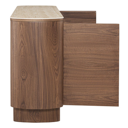 63" Chad Mid-Century Natural Wood Sideboard Buffet with Doors