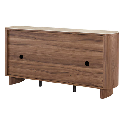 63" Chad Mid-Century Natural Wood Sideboard Buffet with Doors