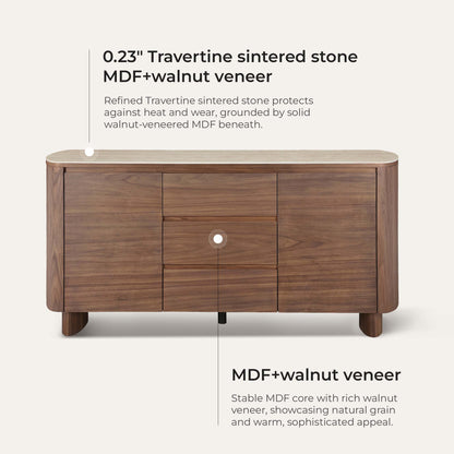 63" Chad Mid-Century Natural Wood Sideboard Buffet with Doors