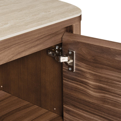 63" Chad Mid-Century Natural Wood Sideboard Buffet with Doors