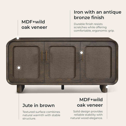 63" Hazel Vintage Curved Edge Sideboard