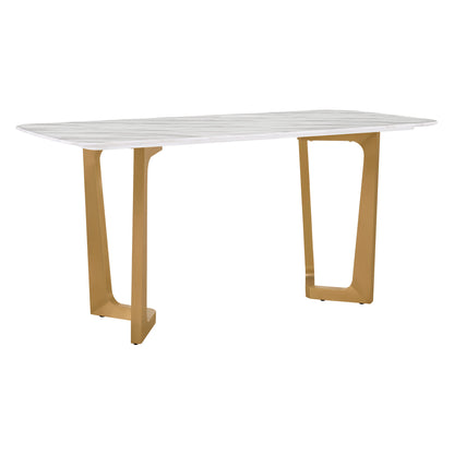 63" Teresa Marble Dining Table with U-Shaped Base