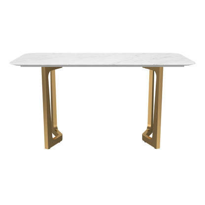 63" Teresa Marble Dining Table with U-Shaped Base