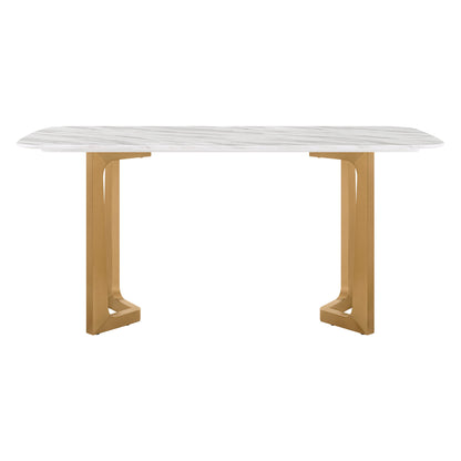 63" Teresa Marble Dining Table with U-Shaped Base