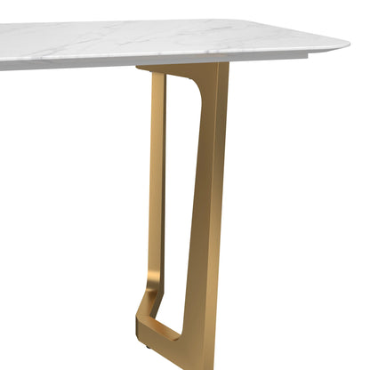 63" Teresa Marble Dining Table with U-Shaped Base
