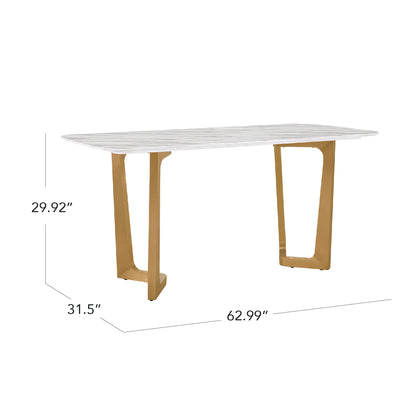 63" Teresa Marble Dining Table with U-Shaped Base