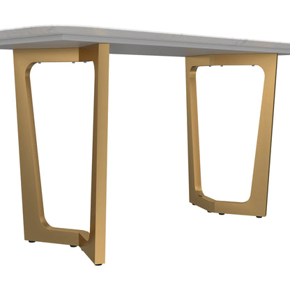 63" Teresa Marble Dining Table with U-Shaped Base