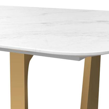 63" Teresa Marble Dining Table with U-Shaped Base