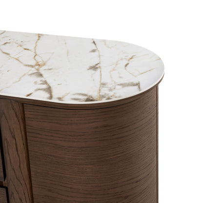 63" Barry Mid-Century Wood-Grain Sideboard with Doors & Drawers