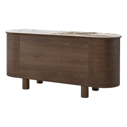 63" Barry Mid-Century Wood-Grain Sideboard with Doors & Drawers