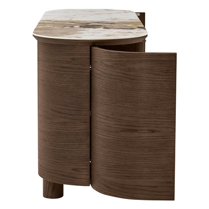 63" Barry Mid-Century Wood-Grain Sideboard with Doors & Drawers