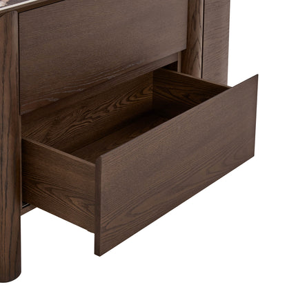 63" Barry Mid-Century Wood-Grain Sideboard with Doors & Drawers