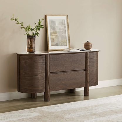 63" Barry Mid-Century Wood Grain Sideboard with Doors & Drawers