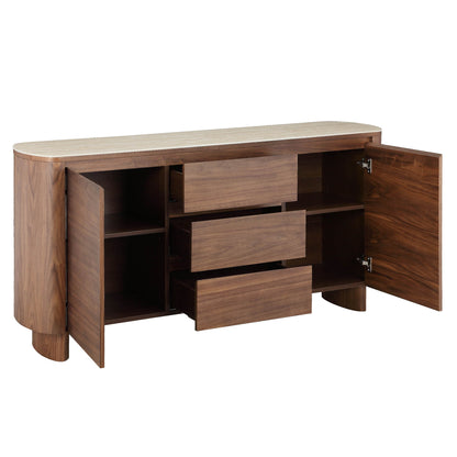 63" Chad Mid-Century Natural Wood Sideboard Buffet with Doors