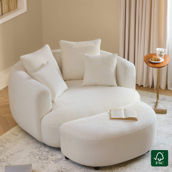 Zenith Round Soft-Touch Swivel 1.5 Seater Armchair