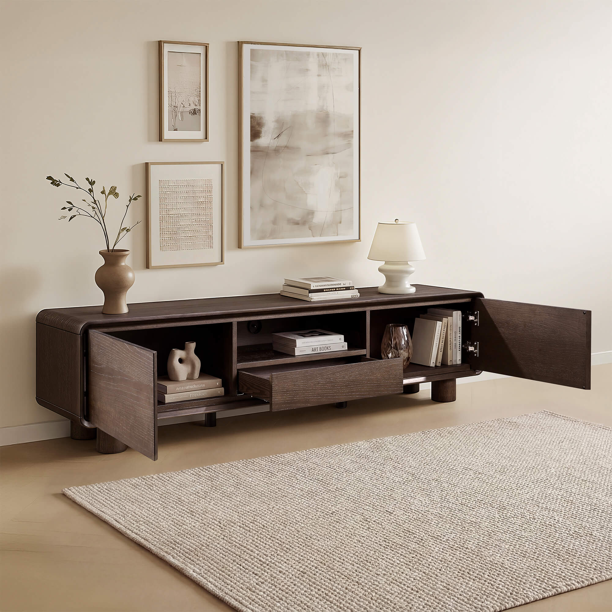 71" Eason Vintage Oak TV Stand with Drawers