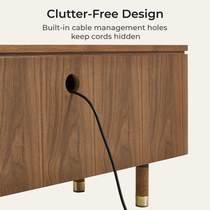 71" Vision Mid-Century Ash TV Stand with Cane Drawers