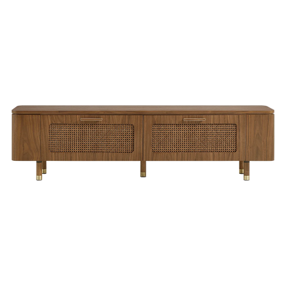 71" Vision Mid-Century Ash TV Stand with Cane Drawers