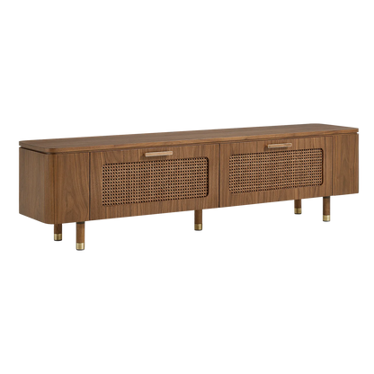 71" Vision Mid-Century Ash TV Stand with Cane Drawers