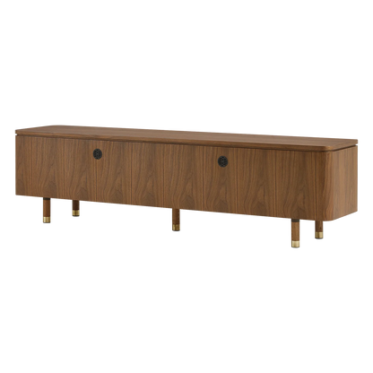 71" Vision Mid-Century Ash TV Stand with Cane Drawers