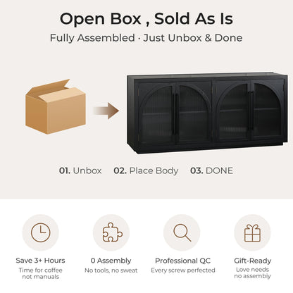 71'' Kyle 4-Door Black Display Sideboard