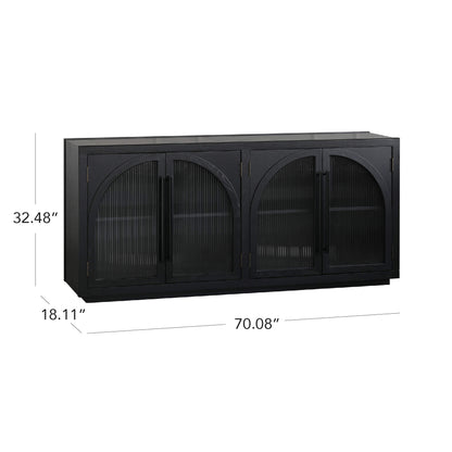 71'' Kyle 4-Door Black Display Sideboard