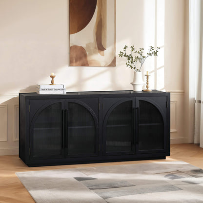 71'' Kyle 4-Door Black Display Sideboard