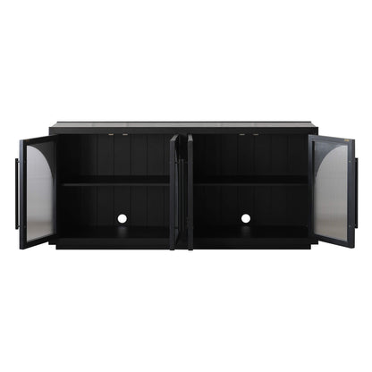71'' Kyle 4-Door Black Display Sideboard