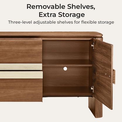 71" Otis Modern Natural Walnut Sideboard Buffet with Doors