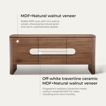 71" Otis Modern Natural Walnut Sideboard Buffet with Doors