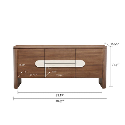 71" Otis Modern Natural Walnut Sideboard Buffet with Doors