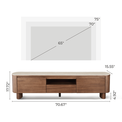 71" Chad Classic Open Shelf Functional TV Stand with Drawer