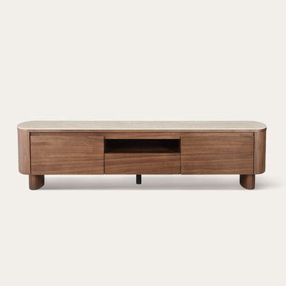 71" Chad Classic Open Shelf Functional TV Stand with Travertine