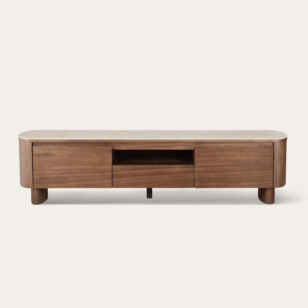 71" Chad Classic Open Shelf Functional TV Stand with Travertine