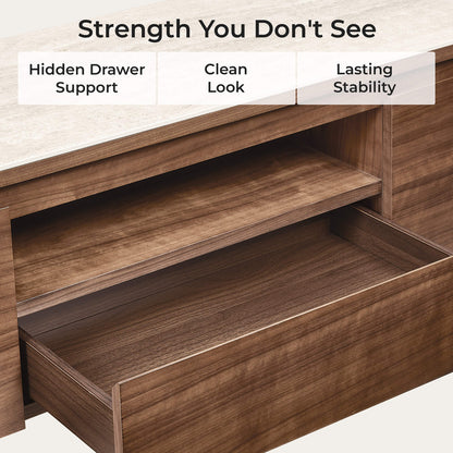 71" Chad Classic Open Shelf Functional TV Stand with Drawer