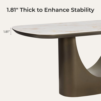 71” Layla Sintered Stone Elegant Soft-Corner Dining Table