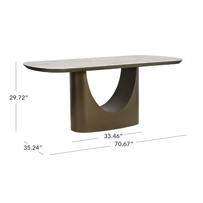 71” Layla Sintered Stone Elegant Soft-Corner Dining Table