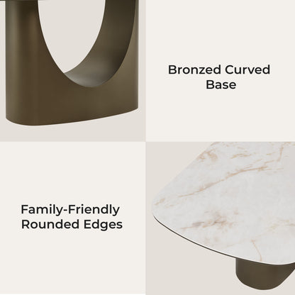 71” Layla Sintered Stone Elegant Soft-Corner Dining Table