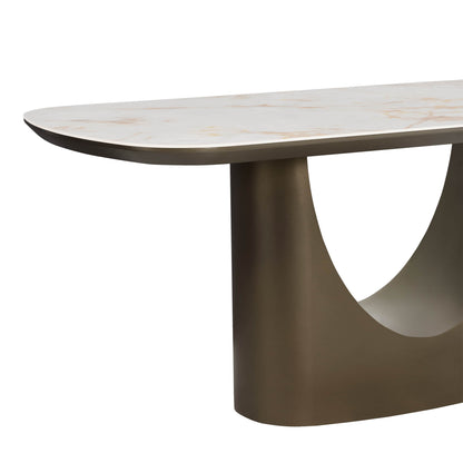 71” Layla Marble Elegant Soft-Corner Dining Table