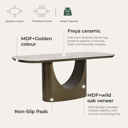 71” Layla Sintered Stone Elegant Soft-Corner Dining Table