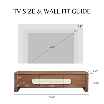 71" Otis Modern Wood Stylish Handles TV Stand