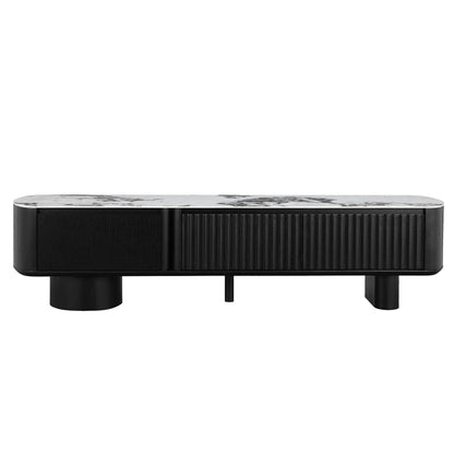 71" Rex Curved Wooden Pull-Out Drawer TV Stand