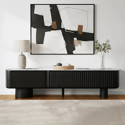 71" Rex Curved Wooden Pull-Out Drawer TV Stand