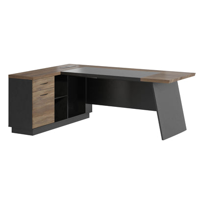 78" Larry L-Shaped Desk Table with File Storage Cabinets