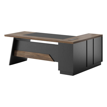 78" Larry L-Shaped Desk Table with File Storage Cabinets